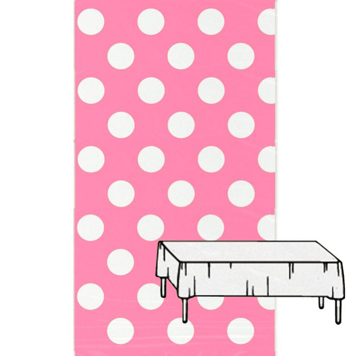Pink and White Polka Dot Plastic Table Cover