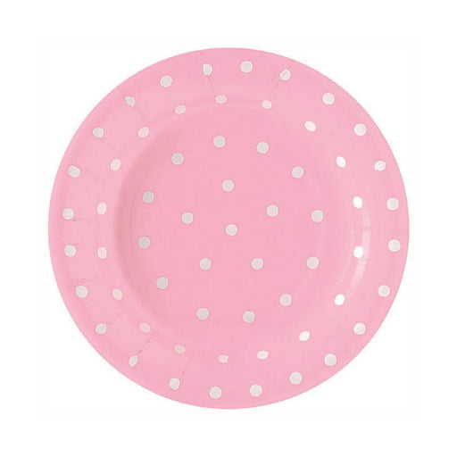 Pink and White Polka Dot Dessert Paper Plates