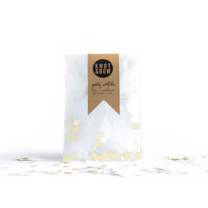 White and Gold Metallic Confetti Squares