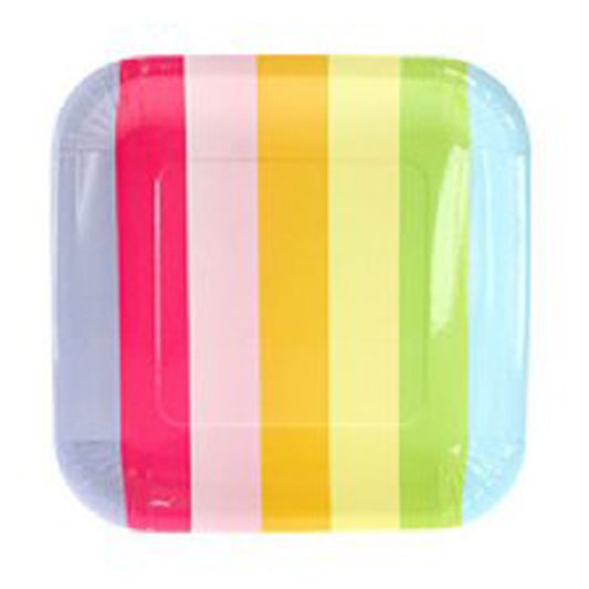 Rainbow Stripe Square Paper Plates