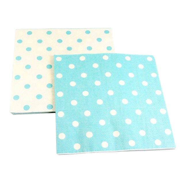 Reversible Blue and White Polka Dot Paper Napkins – 2 Packets