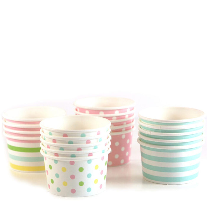 Blue and White Stripe Ice Cream Paper Cups