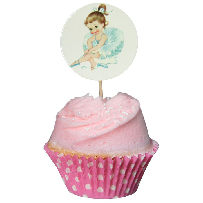 Vintage Ballerina Cupcake Toppers Set of 12