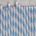 Light Blue and White Striped Paper Straws Set of 23