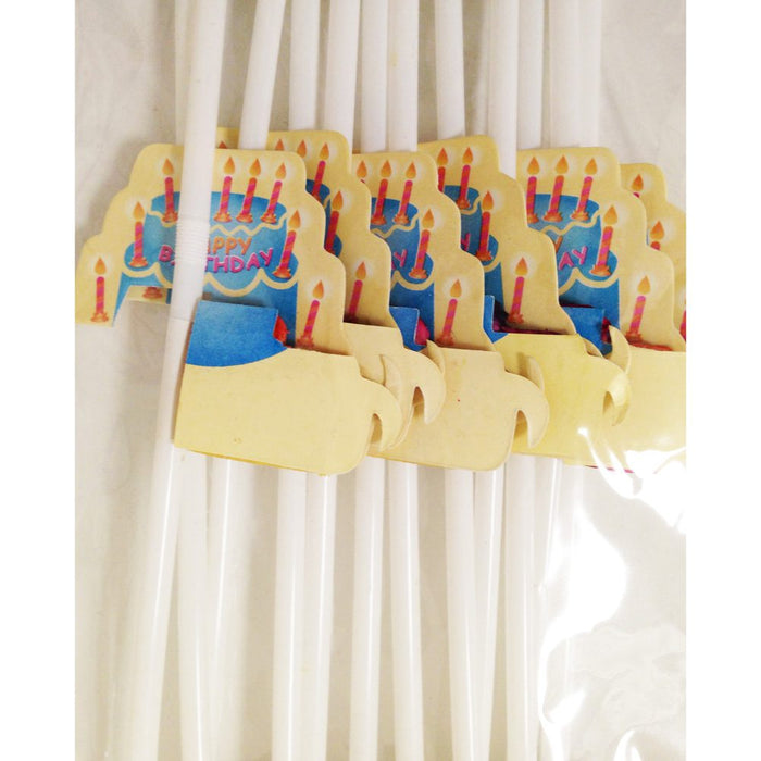 Happy Birthday Cake White Straws
