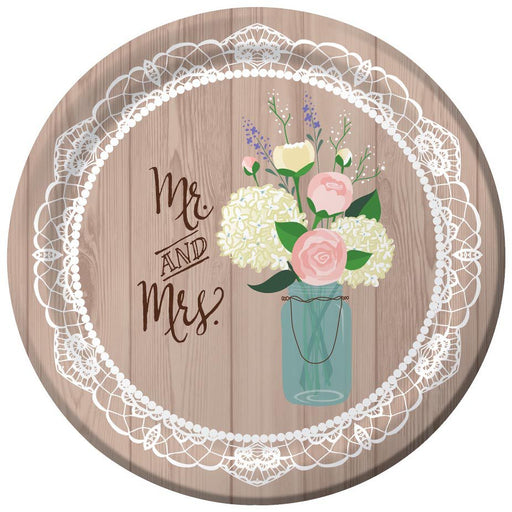 Mr. and Mrs. Lace Bouquet Dinner Paper Plates