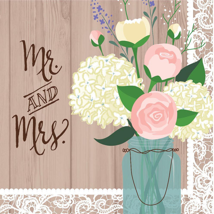 Mr. and Mrs. Lace Bouquet Luncheon Napkins – 2 Packets