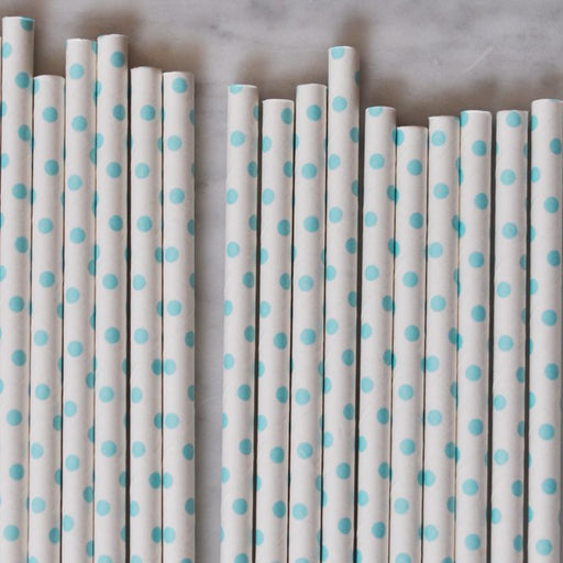 Light Blue Tiny Dot Paper Straws Set of 23