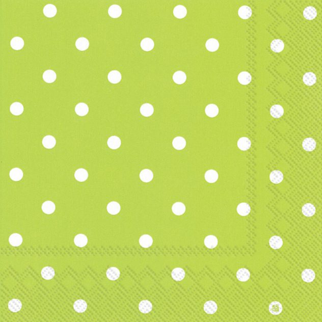 Lime and White Small Polka Dots Luncheon Napkins – 2 Packets