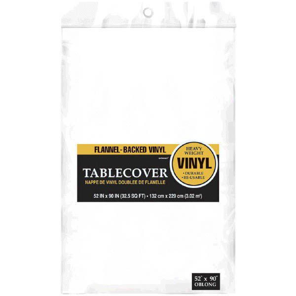 White Flannel-Backed Vinyl Tablecloth