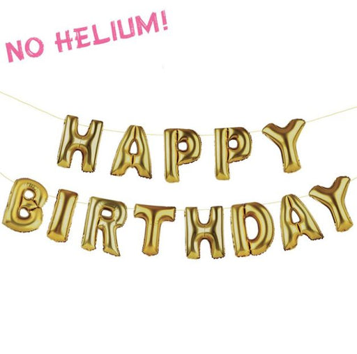Happy Birthday Gold Balloon Banner