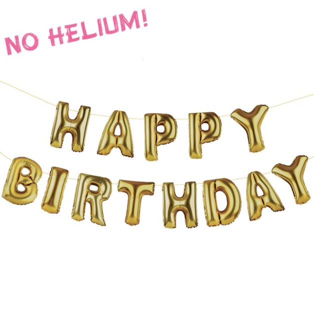 Happy Birthday Gold Balloon Banner
