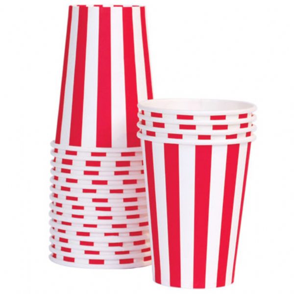 Red and White Stripes Paper Cups