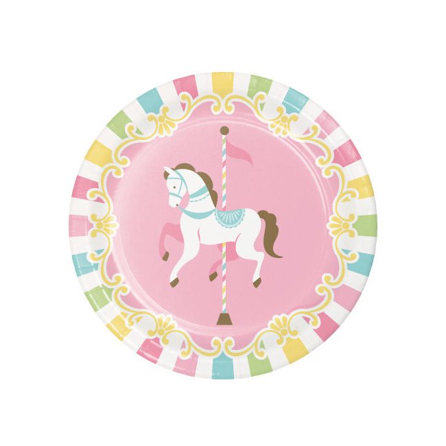Pink Carousel Dessert Paper Plates