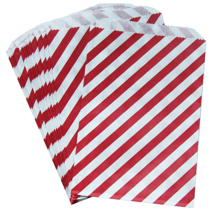 Red Candy Stripe Paper Bags Set of 24