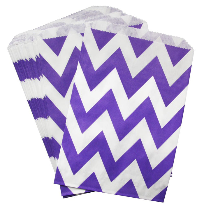 Purple Chevron Paper Bags Set of 24