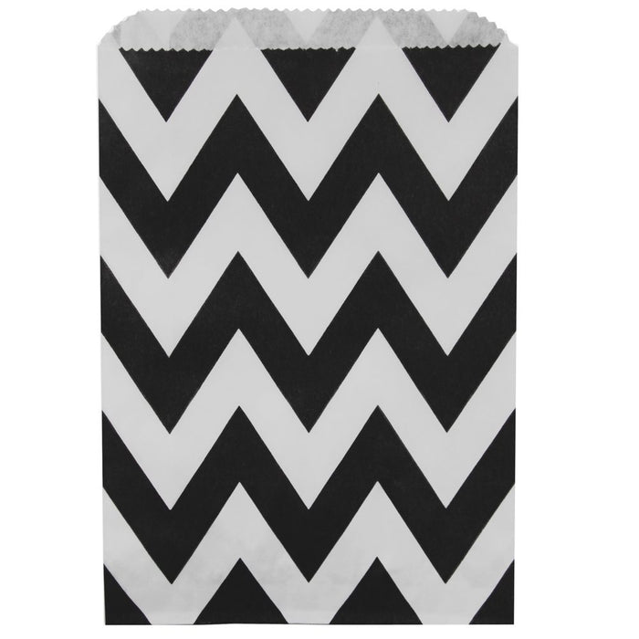 Black Chevron Paper Treat Bag Set of 24