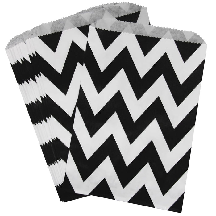 Black Chevron Paper Treat Bag Set of 24