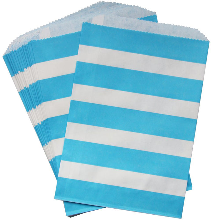 Turquiose Stripe Favor Bags Set of 24