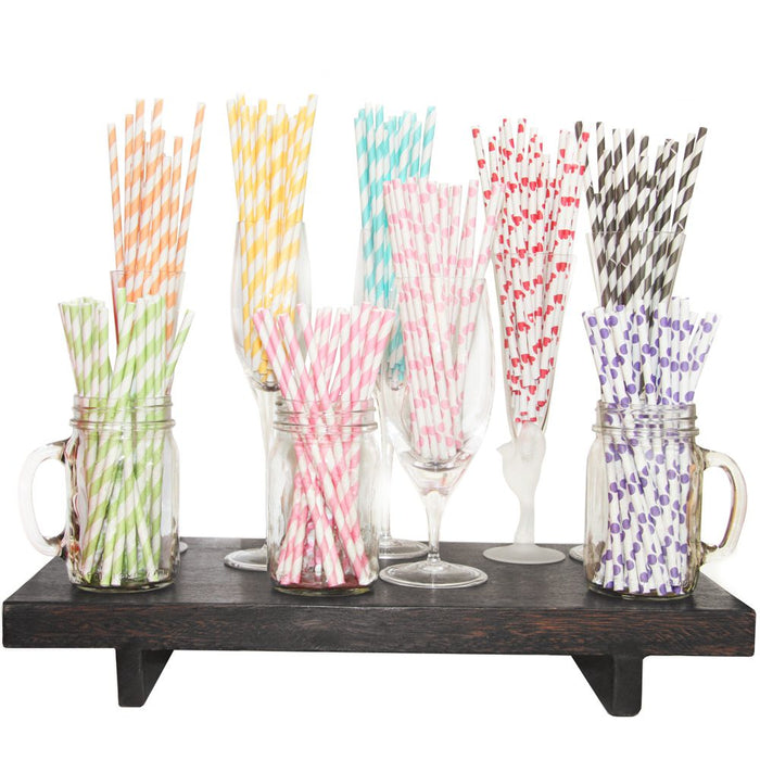 Pink and White Barber Striped Paper Straws Set of 23