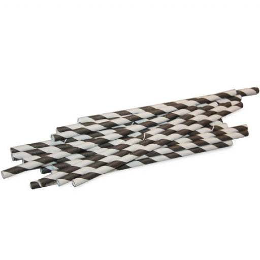 Black and White Striped Paper Straws Set