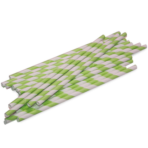 Mint and White Barber Striped Paper Straws Set of 23