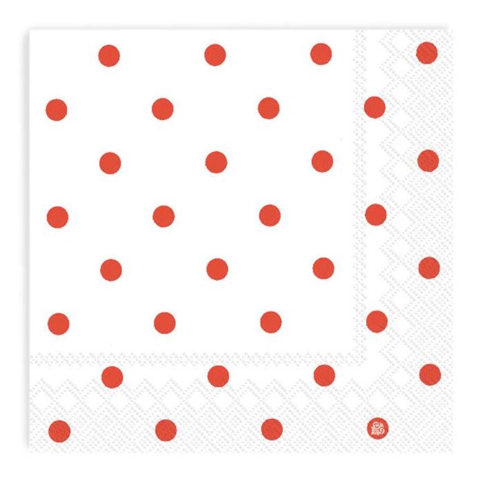 Mini White and Red Polka Dots Cocktail Napkins – 2 Packets