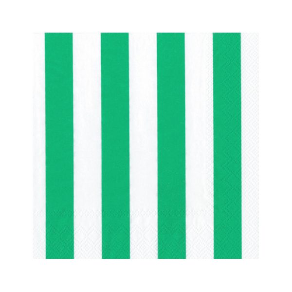 Green and White Wide Stripes Cocktail Napkins – 2 Packets