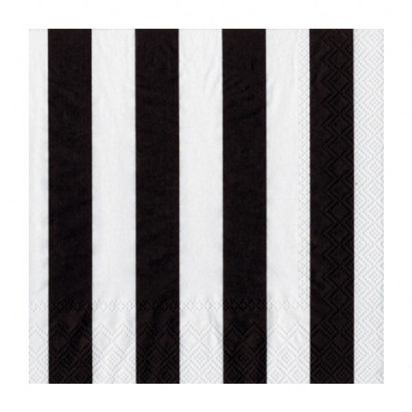 Wide Black and White Stripe Cocktail Napkins – 2 Packets