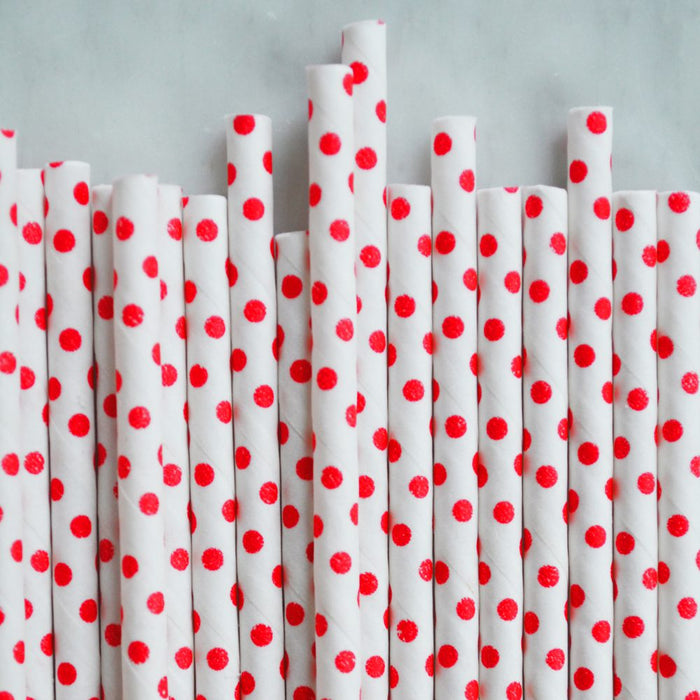 Red Tiny Dot Paper Straws Set of 144