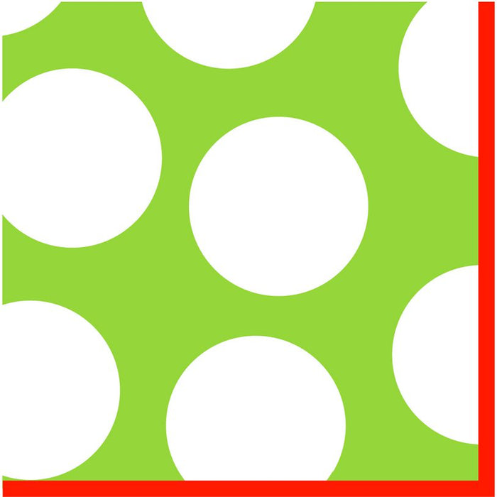Lime Green and White Polka Dot Holiday Luncheon Paper Napkins  – 2 Packets