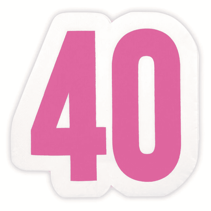40th Pink Shaped Paper Napkins – 2 Packets