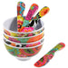 Floral Mini Bowls and Spreaders by French Bull Set of 4