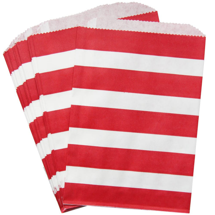Red and White Stripes Paper Treat Bag Set of 24
