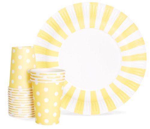 Yellow and White Stripe Paper Plates