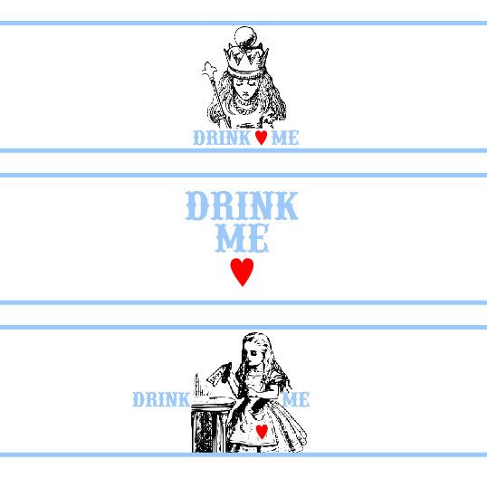 Alice in Wonderland Water Bottle Wraps - Custom File