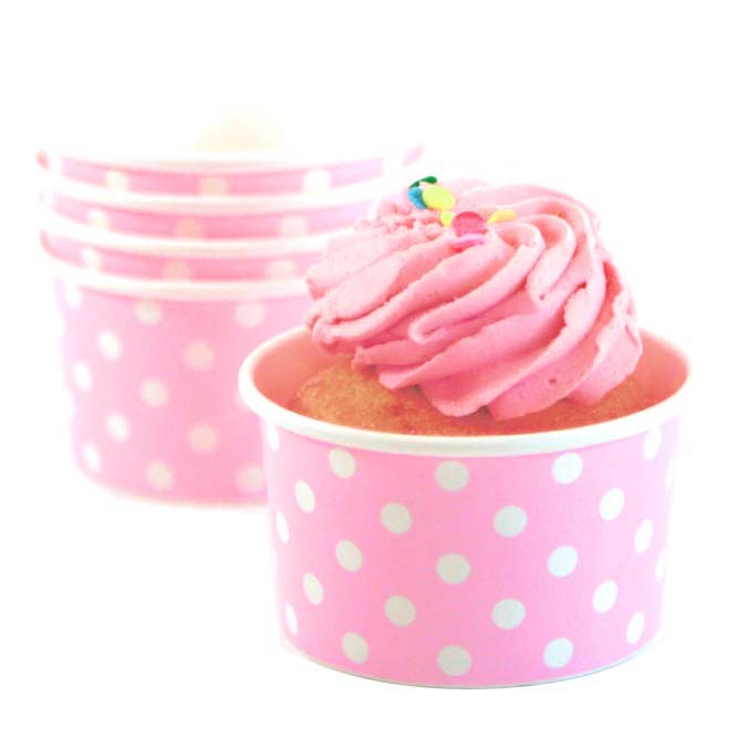 Baby Pink and White Polka Dot Ice Cream Paper Cups
