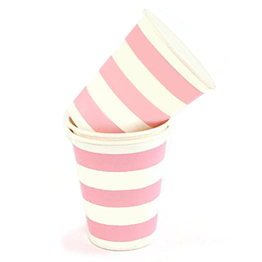 Baby Pink and White Stripe Paper Cups
