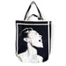 Oversized cotton canvas tote bag with bold black and white portrait of Billie Holiday