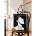 Oversized cotton canvas tote bag with bold black and white portrait of Billie Holiday