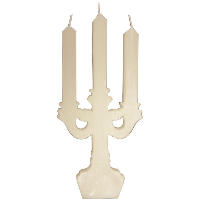 Ivory three-wick candelabra birthday candle, 5 inch tall