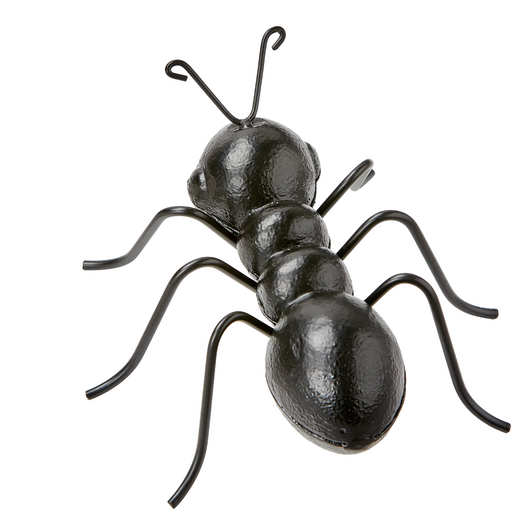 Large hand-crafted black iron ant décor sculpture for table or garden display