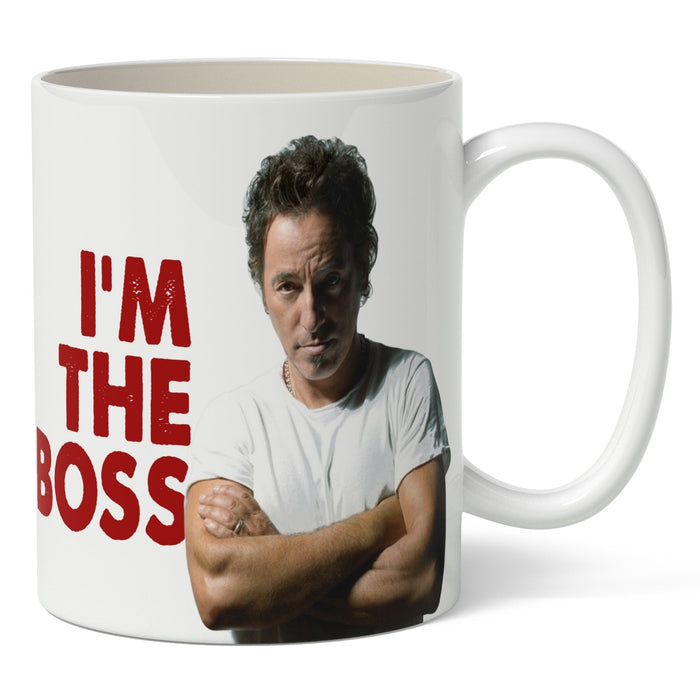 Mug with a person's face and 'I'm the Boss' text on a white background