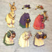 Vintage Bunny Rose paper doll set with rabbit figure and illustrated clothing outfits including hats and accessories — charming Easter and spring gift for kids