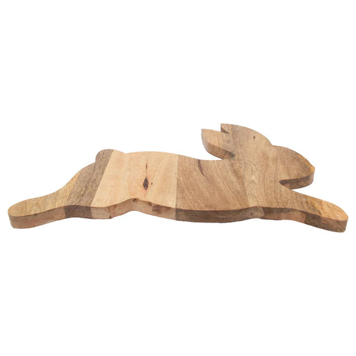 Wooden cutting board shaped like a bunny on a white background