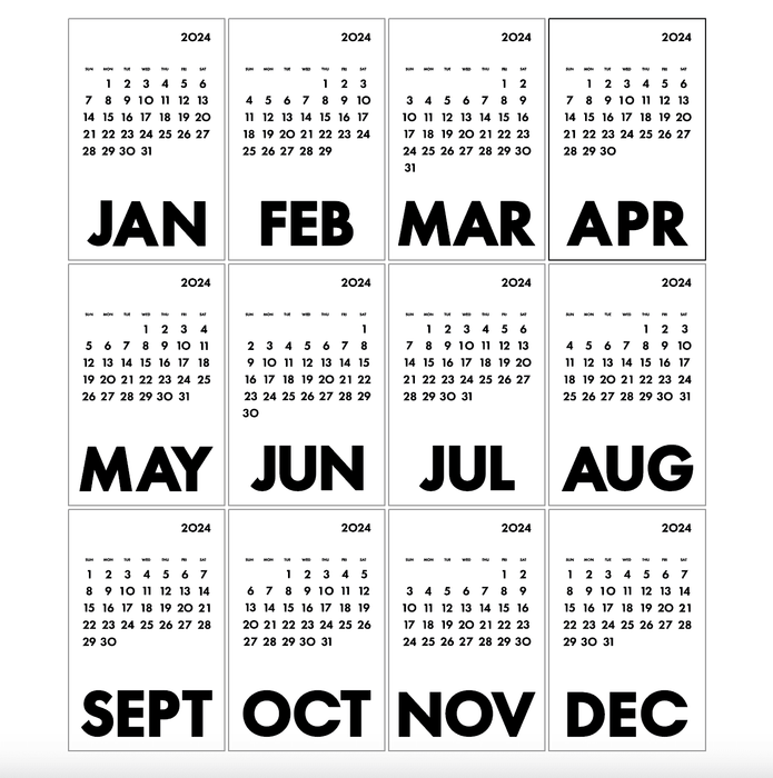 2024 Calendar Instant Download Jpeg Files