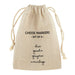 Ceramic Cheese Markers linen drawstring storage bag printed with Cheese Markers Set of 4 and cheese names