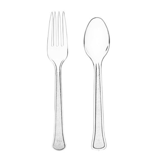 Clear Plastic  Fork & Spoon Set of 20