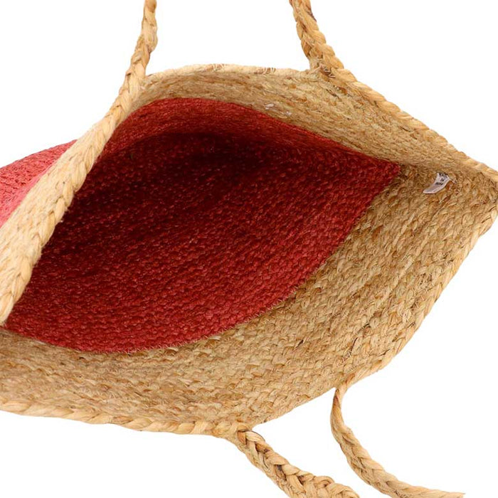 Two-Tone Woven Jute Tote Bag