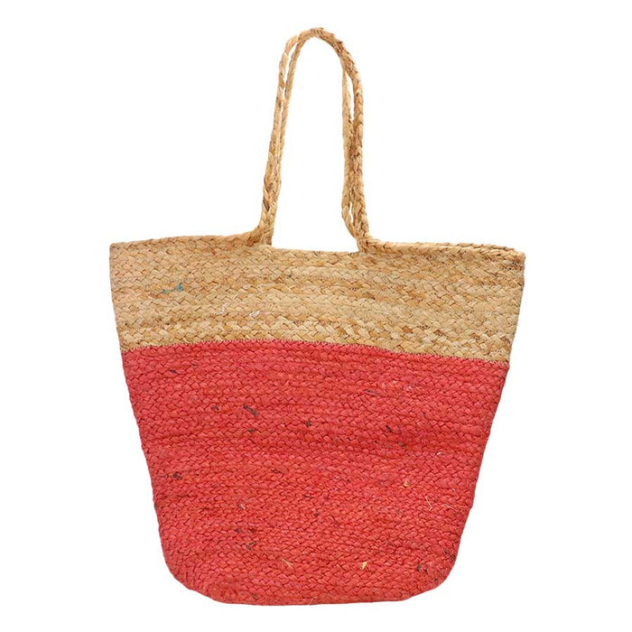Two-Tone Woven Jute Tote Bag